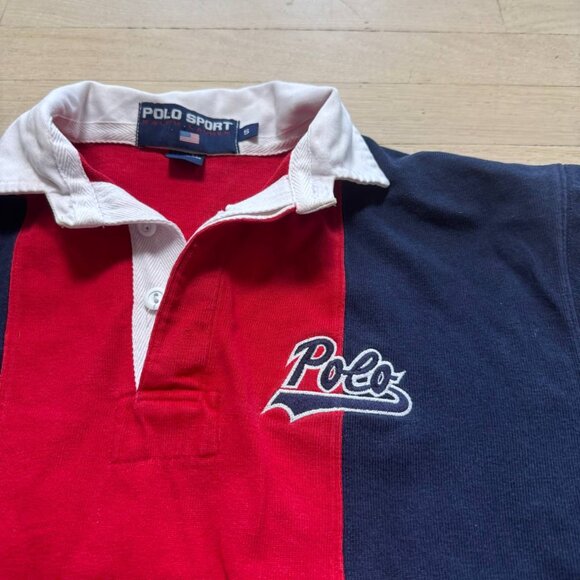 Vintage Polo Sport Rugby Shirt Mens Small Red White Blue - Picture 2 of 6